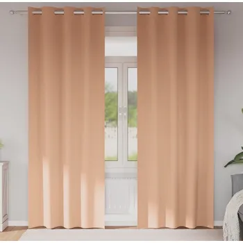 Roleta vidaXL Závěsy na zatemnění s kroužky 2 pcs Světle hnědá 260 x 140 cm [4107372]