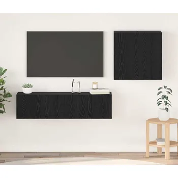 Obývací stěna vidaXL Sestava TV skříněk Nástěnný Černý dub kompozitní dřevo [3393373]