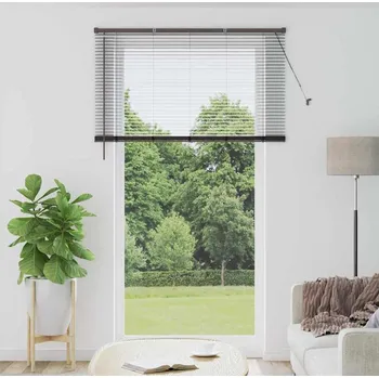 Roleta vidaXL Žaluzie na okno se záclonami Černá Hliník [42006177]