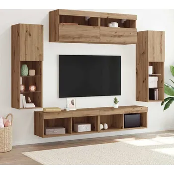 Televizní stolek vidaXL Sestava TV skříněk Nástěnný 6 pcs dub artisan Kompozitní dřevo [3334381]