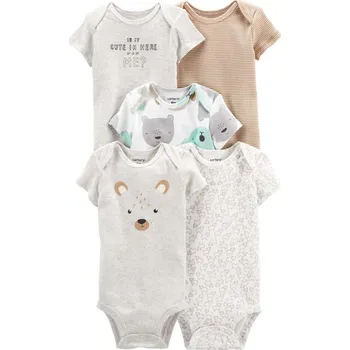 Kojenecké oblečení CARTERS CARTER'S Body krátký rukáv Animals neutrál LBB 5ks PRE