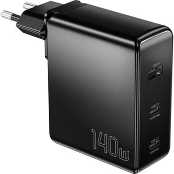 ESSAGER PST-140C2A GaN rychlonabíjecí adaptér s porty 2x USB-C / USB-A - 140W - černý