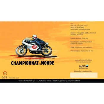 Samolepící etiketa ETIKETA pivní světlá 10° Moto - Etiketa Pivo Sněžka - Motorka 10