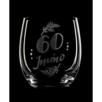 Sklenice Sklenka na whisky k 60 narozeninám - ručně ryté (broušené), dárková krabička