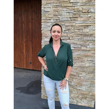 Dámská košile Halenka s překladem tmavě zelená Velikost: UNI: S - XL
