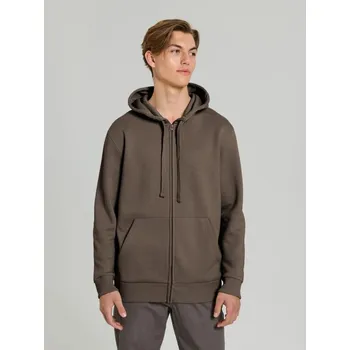 Pánská mikina Sinsay - Základní rozepínací mikina s kapucí a kapsami - hnědá - 2328O-84X - 2328O-84X-2XL