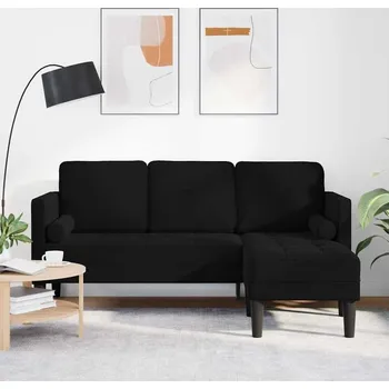 Pohovka vidaXL Set pohovek s polštářem Černá 173 x 131 x 67 cm Polyester [42001931]