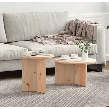 Konferenční stolek vidaXL Konferenční stolek 2 pcs Přírodní Masivní borové dřevo [873550]