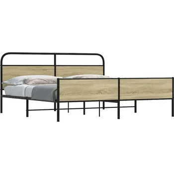 Postel vidaXL Kovový rám postele bez matrace 183 x 213 cm [3318696] Barva: dub sonoma