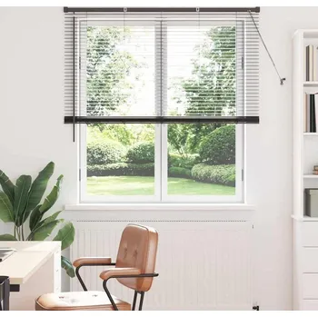 Roleta vidaXL Žaluzie na okno se záclonami Černá Hliník [42006154]