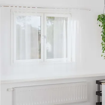 Roleta vidaXL Voile Záclona se záclonami 2 pcs Bílá 140 x 140 cm Polyester [4108032]