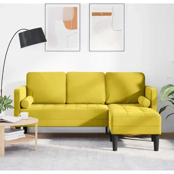 Pohovka vidaXL Set pohovek s polštářem Žlutá Polyester [42001932]