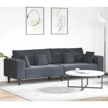 Pohovka vidaXL Sametová pohovka s polštářem Tmavě šedá 208 cm samet [3335154]