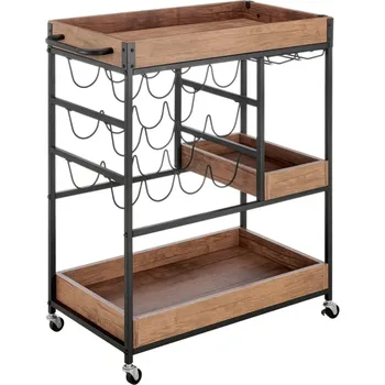 Jídelní stůl Servírovací vozík, dub tmavý/černá, PORTIS