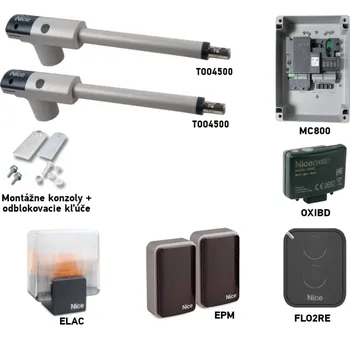 Pohon brány Sada pohonu NICE TOO TOO4500 pro dvoukřídlou bránu - jedno křídlo 4,5m/250kg s příslušenstvím