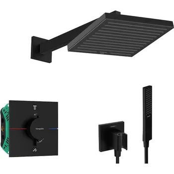 Sprchový set Hansgrohe - Sprchový set s termostatem pod omítku, s tělesem, 26x26 cm, matná černá SANI21HHH403
