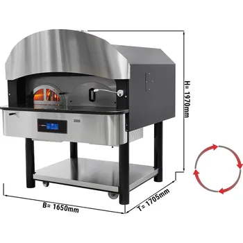 Pec na pizzu G.Gastro Plynová pec na pizzu (se zásobníkem dřeva) - otočná - 6x Ø 30 cm