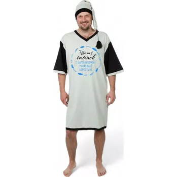 Žertovný předmět Šedá noční košile s čepičkou - Úžasný tatínek - L