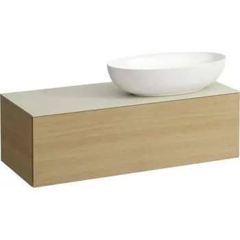 Koupelnový nábytek LAUFEN ILBAGNOALESSI - zásuvkový element 1200, s jednou zásuvkou, s výřezem vpravo, s vrchní deskou Calce Avorio, pro umyvadlo H818975/6, H818977/8, H4313130972501