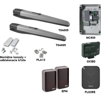 Pohon brány Sada pohonu NICE Toona 4005 pro dvoukřídlou bránu - jedno křídlo 3m/500kg s fotobuňkami