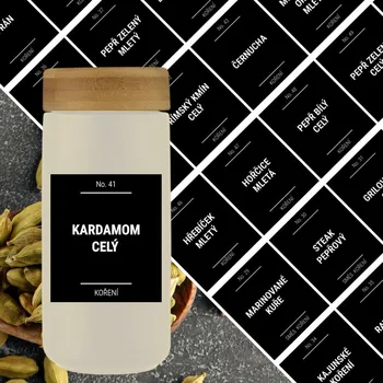 Samolepící etiketa etikety na kořenky hranaté černé - sada C (60 ks)