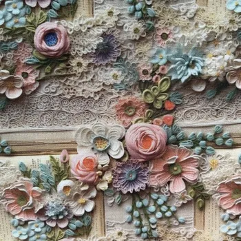 ubrus Ubrus starobarevné plastické květy TC25-17 - kruh 45 cm