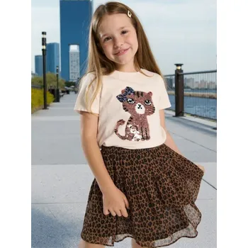 Dívčí tričko Sinsay - Tričko s flitry - krémová - 493FV-01X - 493FV-01X-98