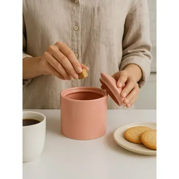 Dóza na potraviny Sinsay - Keramická nádoba na potraviny s víkem - pastelová růžová - 984GM-03X - 984GM-03X-ONE