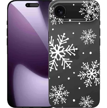 Pouzdro na mobilní telefon Gelový kryt mmCase na iPhone 17 Air - bílé vločky na průhledném pozadí