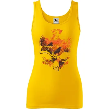 Dámské tílko s potiskem Lebka a ptáci Velikost: M, Barva: Žlutá