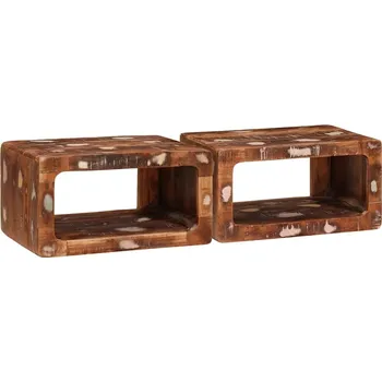 Noční stolek vidaXL Noční stolek 2 pcs Hnědá Masivní obnovované dřevo [4104580]