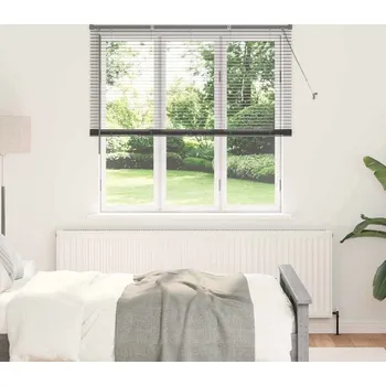 Roleta vidaXL Žaluzie na okno se záclonami Tmavě šedá Hliník [42006082]