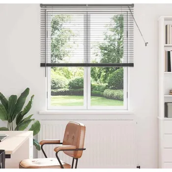 Roleta vidaXL Žaluzie na okno se záclonami Tmavě šedá Hliník [42006075]