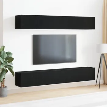 Obývací stěna vidaXL Sestava TV skříněk Nástěnný 4 pcs Černý dub 100 x 30 x 30 cm [3333050]