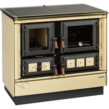 Sporák na tuhá paliva KVS - VSP 9112 KLAUDIE (béžová se zlatými doplňky) - pravé provedení