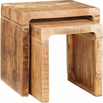 Konferenční stolek vidaXL Hnízdové stolky 2 pcs Hnědá Masivní mangové dřevo [4104559]