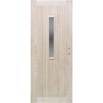 Interiérové dveře RADEX Dveře palubkové smrkové, 1S prosklené 90L 94.5999984741211 cm x 198.5 cm L Sklo