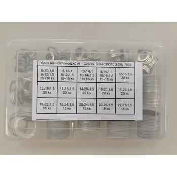 Sada nářadí Podložky hliníkové - BOX 19 rozměrů - 325 ks AL