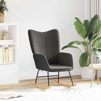 Křeslo vidaXL Houpací křeslo Tmavě šedá Sherpa látka [42001786]