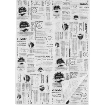 Jednorázové nádobí Pergamenový papír s povrchovou úpravou, 350x250 mm, bílý s potiskem, balení 1000 ks | TECHNICA, Gold Line