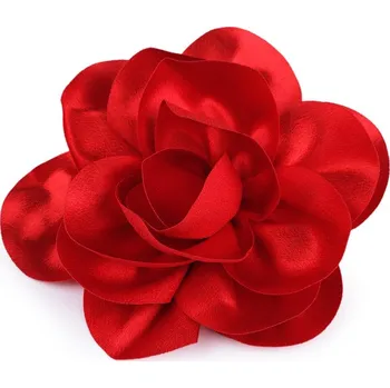 Brož Brož / ozdoba do vlasů saténový květ Ø14,5 cm - 5 červená
