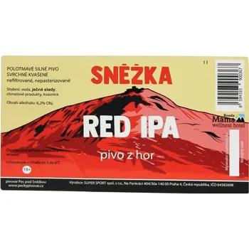 Pivo ETIKETA pivní RED IPA 14° - Etiketa Pivo Sněžka 1l