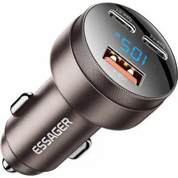 ESSAGER FSJ-008 autonabíječka s displejem a porty 2x USB-C / USB-A - 105W - hnědá