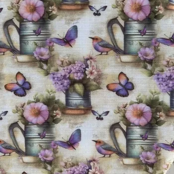 ubrus Ubrus květiny v hrnku a motýli TC25-15 - čtverec 100 x 100 cm