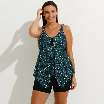 Dámské plavky Plavkový asymetrický tankiny top s potiskem Langosta smaragdová/černá 58