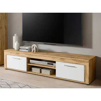 Televizní stolek TV skříňka Jana, 160 cm, dub wotan/bílá