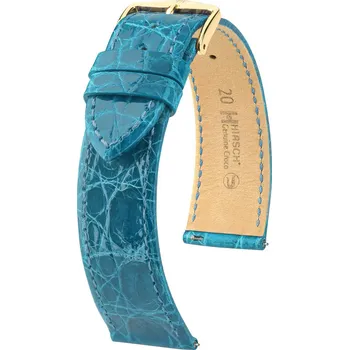 Módní doplněk Kožený řemínek Hirsch Genuine Croco L 18920883-7, modrý, krokodýlí kůže, délka L, Quick Release