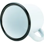 Smaltovaný plechový bílý hrnek 12 Oz - černý lem