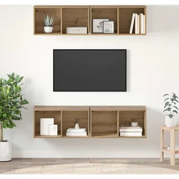Televizní stolek vidaXL Sestava TV skříněk 4 pcs Artisanový dub 37 x 37 x 72 cm [3393533]