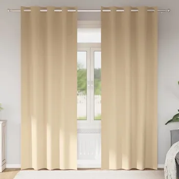 Roleta vidaXL Závěsy na zatemnění s kroužky 2 pcs Krémová 245 x 140 cm [4107376]